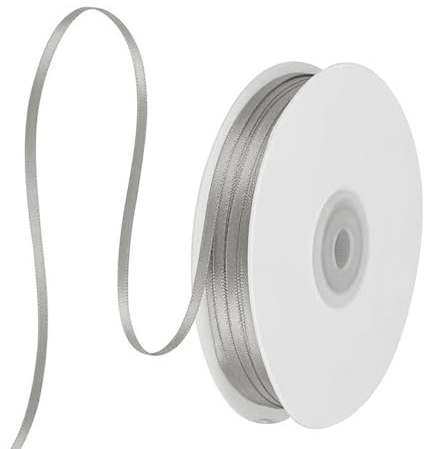 91 m Satinband Grau, 3 mm Doppelseitig Schleifenband Geschenkband Dekoband Seidenband Doppelsatinband Satin Ribbon für Hochzeit Geburtstag Party Dekoration, Geschenkverpackung, Basteln