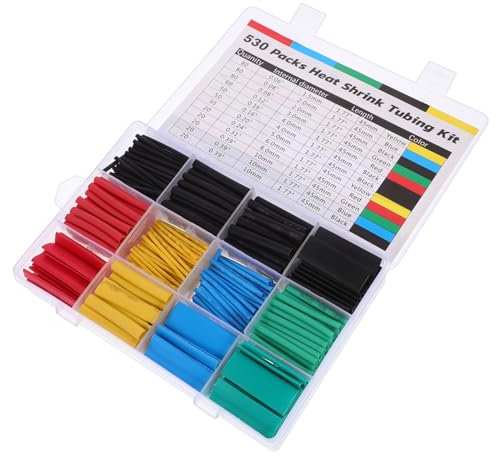 ETHZZLE 530pezzi Kit Di Tubetti Termoretraibili Da Guaina Isolante Per Cavi Elettrici Resistente e Facile Da Utilizzare Adatta Per Interni Ed Esterni Tagliabile Misura Protezione Per