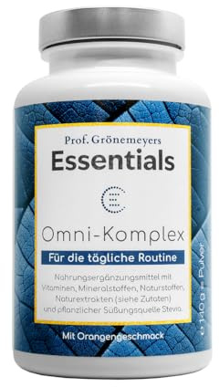 Prof Grönemeyer Essentials OmniKomplex Zellschutz Komplex, 140g Trinkpulver | Zellbooster mit 13 Vitaminen, 5 Mineralstoffen, Q10, MSM & OPC, Nahrungsergänzung für Immunsystem & Energie, Made in Germany