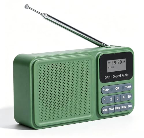Solar Powered DAB Radio, Wiederaufladbare 1200 -mAh -Batterie -Batterie -Digitalradio mit 3W Stereo -Lautsprecher USB -Musikwiedergabe, Tragbares Wetter Radio 30 Voreingestellte
