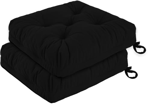 PRIMEPATIO Dining Chair Cushions Set Of 2, 40x40cm, 8cm Thick, Black