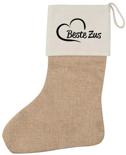 Huuraa Weihnachtsstrumpf Beste Zus Hart Geschenk Beige Jute Beste Zus Geschenkidee