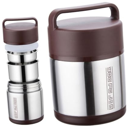 CONGARTENO Olla Aislada Acero Inoxidable Fiambrera Aislante De Doble Contenedor Para Almacenar Alimentos Para Picnic