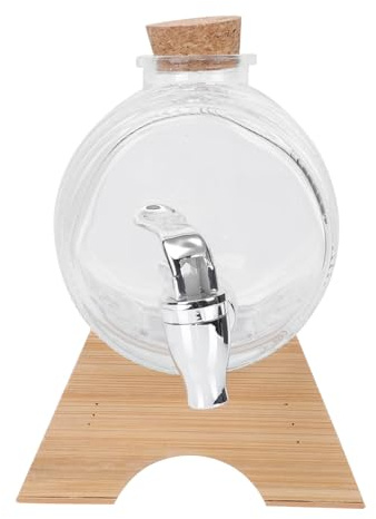 FUNOMOCYA Dispensador de Vidrio con Grifo y Base Recipiente Sellado para Vino Licor y Jugos Uso Interior y Exterior Barril para Bebidas sin Impurezas
