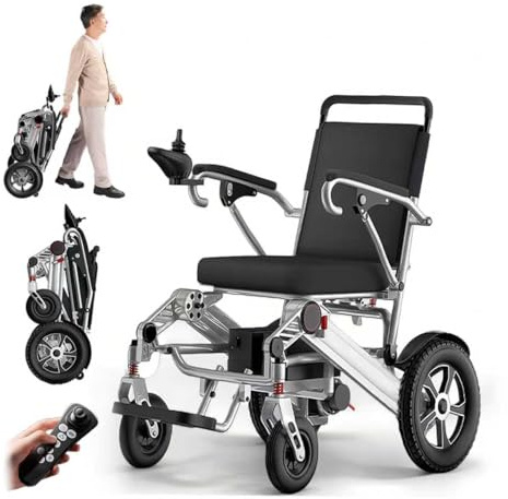 ZQHQKJ Elektrischer Rollstuhl Faltbar Leicht, Mit Fernbedienung,10–56KM Reichweite,700W-Motor, All Terrain Elektrorollstuhl, Tragfähigkeit 150 kg, Reiserollstuhl für Senioren und Erwachsene,24Ah