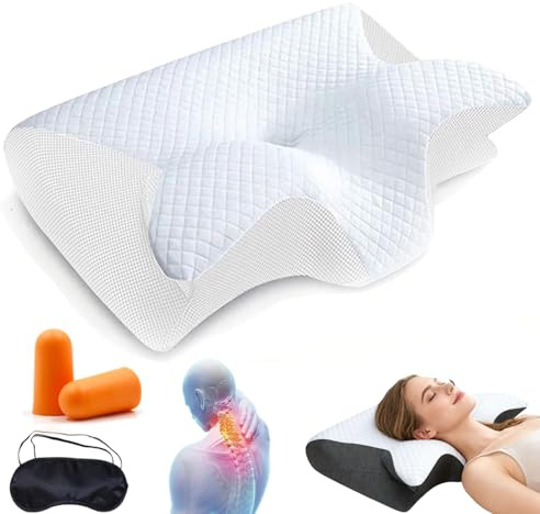Générique Oreiller Apnée du Sommeil, Oreiller Anti Ronflement et Apnée Positionnelle, Coussin Ergonomique Cervical Mémoire de Forme pour Dormeurs de Côté, de Dos et sur Le Ventre (Blanc)