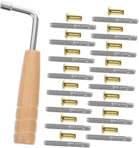 TOPBATHY Leierharfen Stimmwirbel Satz mit L-förmigem Stimmschlüssel Langlebige Harfennägel aus Stabilem Material für Lyra Saiteninstrumente Glatte Gratfreie Oberfläche Zubehör für Musiker