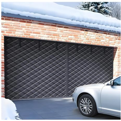 Kit d'isolation Porte de Garage, Isolant Thermique en Rideau Isolation Magnétique pour Portes de Garage, Rideau Thermique en Coton, Couverture de Porte Coupe-Vent(Black,488x274cm)