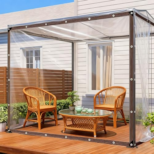 Telone con Occhielli 250 x 275 cm Plastica Trasparente Telo di Copertura in PVC Corda Inclusa per Esterni, Piante, Serra, Pet Hutch, A