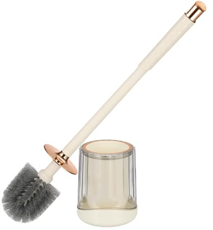 sourcing map Toilet Brush, Toilet Bowl Brush with Circular Double-layered Holder Cleaning Scrubber Set Long Handle Long-lasting Bristles for Household Bathroom Cleaner Accessories, Gold