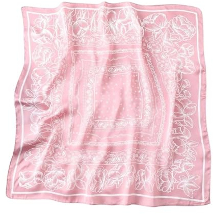 1 ST Sidenscarf Hårhalsdukar 70 * 70cm Fyrkantig Rosa Blomma Huvudsjal Sommarsjal Hijab Wrap Pannband(4)