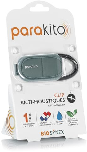 PARAKITO - Anti-Mücken-Clip - 2 Nachfüllpackungen enthalten - 1 Monat Schutz - ohne DEET (Khaki)