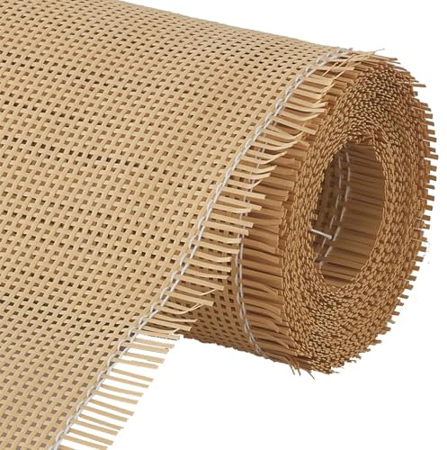 Correas de Caña Rejilla Mimbre Sintético por Metros，40-100cm Ancho Plastico Ratán Rollo Tejida a Mano，Sintético Hoja de Tela de Bastón, para Silla Trenza Viena Proyectos(Natural,40cmx3m)