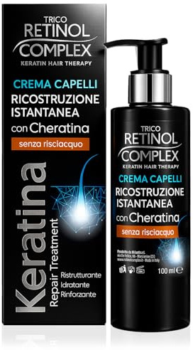Retinol Complex Omedelbar keratinrekonstruktion hårkräm 100 ml - sköljfri behandling för skadat hår, fuktgivande, återställande och förstärkande