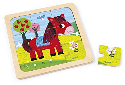 Janod J07063 Wooden puzzle 9 pieces, Tornado Horse