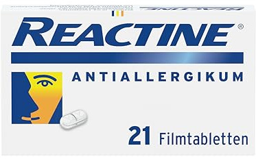 Reactine Allergietabletten mit Cetirizin (21 St.) | Schnelle Hilfe bei Allergiesymptomen an Haut, Nase und Augen | Bei Heuschnupfen, Hausstaubmilben- und Tierallergie