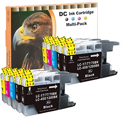 D&C 10er Set Multipack Druckerpatronen Kompatibel für Brother LC-1280 LC1280 LC17/77/79 LC450 XXL Tintenpatronen für Brother MFC-J5910DW, MFC-J6510DW, MFC-J6710DW, MFC-J6910DW Mit Chip (4B/2C/2M/2Y)