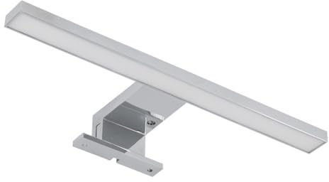 GTV LED Spiegelleuchte RADIUS II – 5 W, 2700 K Warmweiß, 220 lm, IP44, 230 V, Chrom, 304 mm, 120°, 30 cm Anschlusskabel, für Bad & Spiegelmontage
