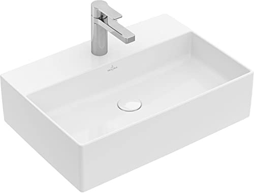 VILLEROY & BOCH Aufsatzwaschtisch Memento 2.0 eckig Breite 500mm - modernes Aufsatzwaschbecken mit CeramicPlus mit glasierter Ablagefläche - Waschschale aus Keramik