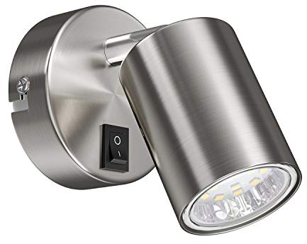 ledscom.de Wandspot WAIKA, einflammig, mit Schalter, GU10, chrom matt, inkl. GU10 LED Lampe (warmweiß, 2,339W, 227lm, 110°)
