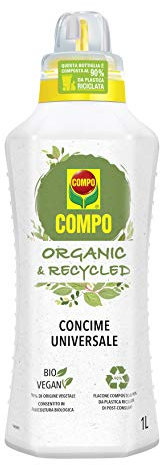 Compo Organic & RecycLED - Abono líquido universal, con tapón graduado y antigoteo, permitido en agricultura biológica, vegano, 1 litro