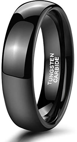 Zakk Ringe Damen Herren Schwarz Wolfram Schmal Schlicht Poliert Ring Verlobungsringe Eheringe Partnerringe 2mm 4mm 6mm 8mm (6mm, 63 (20.1))