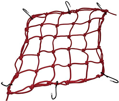 AERZETIX - Rete elastica per bagagli con 6 ganci - 32x32cm - rosso - per scaffale auto moto veicoli - C47216