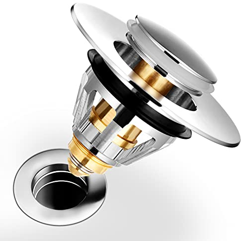 Universal Sink Plug Replacement & Bathroom Sink Drain Stopper, Basin Plug Made of Pure Copper,Drain Plug,Bathroom Sink Stopper Pop Up with Double Seal for Diameter 34~38 mm