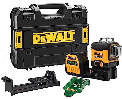 Dewalt 360° Akku-Multilinienlaser Grün DCE089NG18 (selbstnivellierend, Genauigkeit +/- 3mm auf 10m, kompatibel mit 12V & 18V XR Akkus, inkl. TSTAK Box, Wandhalterung, Lieferung ohne Akku & Ladegerät)