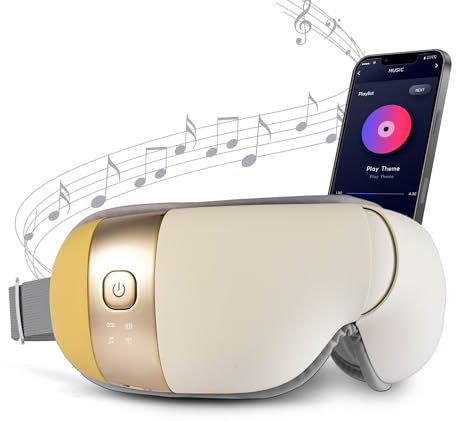 HubiCare Hem-5 Premium Augenmassagegerät mit Wärme und Vibration, für trockene Augen und zur Entspannung der Augen Augenbelastung Augenringe Augenbeutel und verbessern den Schlaf (Beige)