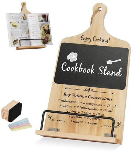 Cookbook Stand with Chalkboard Eraser, Valentines Day Birthday Gifts for Women Mom Wife Grandma, Kitchen Baking Gifts for Woman, Recipe Book Holder Stand, Present Birthday Gift Ideas, Cookbook Holder