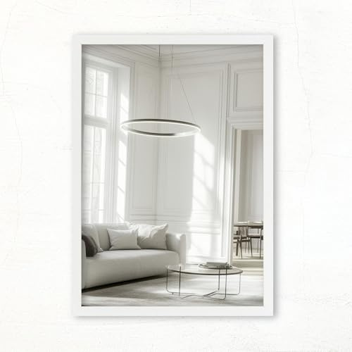 CLAMARO Vision Wandspiegel 40x50 cm Weiss Matt mit Rahmen, 300+ Größen wählbar, Echtglas-Spiegel im Hoch- & Querformat montierbar - handgefertigt in Deutschland
