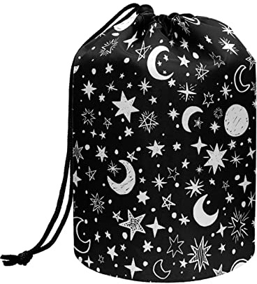 Poceacles Make-up-Tasche mit Kordelzug, tragbare Kosmetiktaschen, Organizer, multifunktionale Kulturbeutel, Aufbewahrungstasche, Moon Star, Einheitsgröße