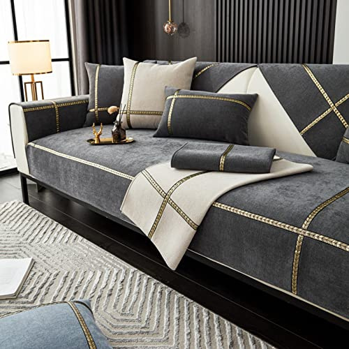 TUCVZVO Sofabezug Sofa Überzug Sofa Couch Cover Anti-Slip, Waschmaschinenfest Sofabezug 1 2 3 4 Sitzer L Form Ecksofa, Sofaschoner rutschfest Für Hunde Pets,Dark Grey,1 pc 70x210cm
