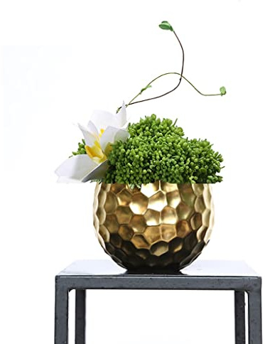 HIHELO Bonsai Tree Simulation Bonsai Thuja Leaf Green Plant Golden Flower Device Home Living Room Office Desktop Potted Small Ornaments Artificial Bonsai Tree (Color : B, Size : 17 * 18cm)