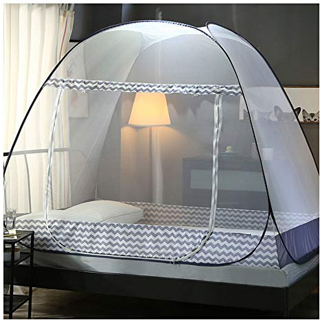 OKUOKA Moskitonetz, Betthimmel, Pop-Up, faltbar, einfach aufzubauen, mit Unterseite, Anti-Mückenstiche, für Bett, Camping, Reisen, Zuhause, Outdoor, 2, W1,5 x L2,0 x H1,5 m