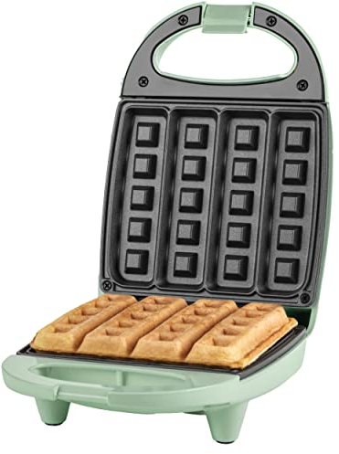 Petra Antihaft Langes Waffeleisen – 520W, Kann bis zu 4 Waffeln backen, ca. 3 Minuten Vorheizen, kompakter Waffel-Toaster, Leicht zu reinigen, Pastellgrün, StromBetriebsanzeigen