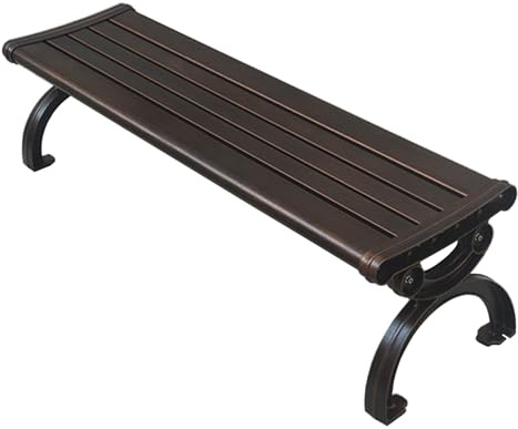YUNHEST Gartenbank Aus Aluminiumguss, Rückenlehnenlose Gartenbank, Parkbank, Dreisitzige Sitzbank for Den Außenbereich, 150 cm Lang (kupferfarben)