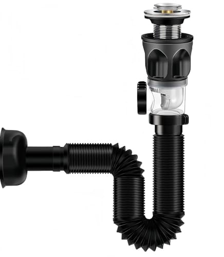 SopimusZ Pop-up Waschbecken Ablaufgarnitur Kit,Mit Flexiblem Abflussrohr | Siphon Waschbecken Kit, Pop-up Abflussstopfen,Anti Verstopfung Geruch und Insekt Resistent PVC Abflussrohr