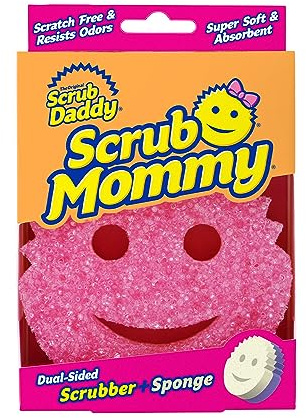 Cif Scrub Mommy - Esponja de limpieza de doble cara + esponja, sin arañazos, multiusos, para lavar platos y limpieza del hogar, almohadilla de fregar con textura flexible y resistente al olor para