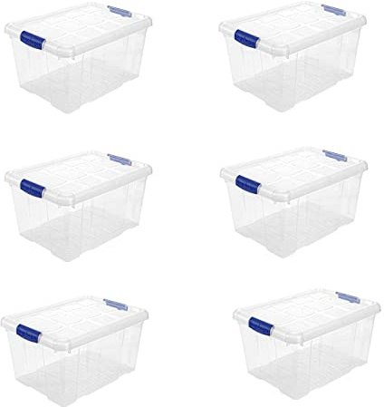 Acan Tradineur - Pack de 6 Cajas de Almacenamiento - Fabricado en plástico - Contenedor para almacenar Libros, ropa, mantas - N.º 1-21,5 x 39 x 29 cm - 16 Litros