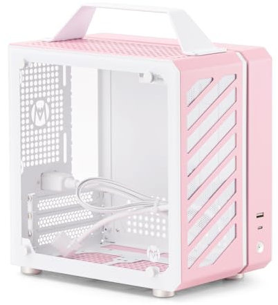 Mechanic Master Cool Cube Series C24 Mini-ITX Case/Alumium/Steel/GPU Length Within 245mm, SFX/L PSU Computer Case (Sakura Pink)