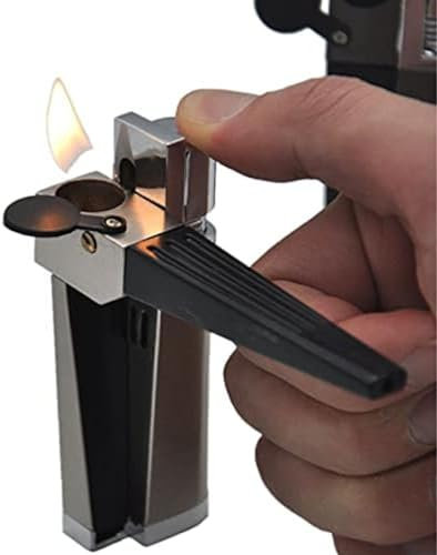 2 In 1 Set Metal Lighter With Pipe Foldable Portable Folding Lighter Open Flame Men's Smoking Gadget For Camping BBQ Kitchen
