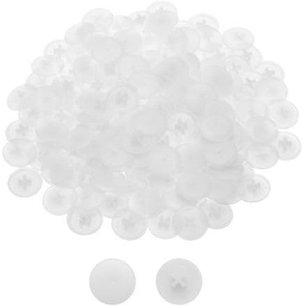 uxcell 150Pcs Plastic Screw Caps for Eccentric Wheels Cam Locks, 17mm Diameter Cross Head Caps, White
