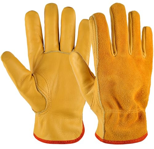 Thorn Proof Cowhide Gardening Gloves, Unisex Anti-Slip Safety Work Gloves