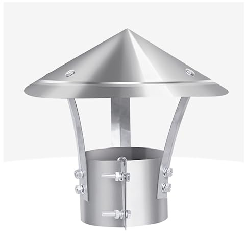 Kegelförmige Schornsteinkappe mit Schirm, Kamin-Schornsteinkappen, Schornstein-Abdeckung, Edelstahl-Schornstein-Abzugshaube, Regenschutz-Entlüftungskappe, Schornstein-Abdeckung(D19cm*35cm/7.48cm*13.78