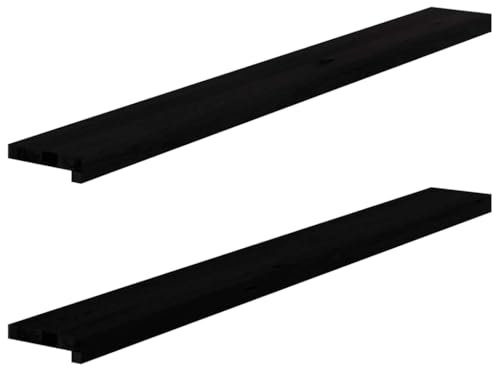Brokky 4009171 Davanzali 2 pz Marrone Scuro 140x15x2 cm Legno Massello Rovere Banca per finestre, per Interni, davanzale Interno,Soggiorno, Decorazione