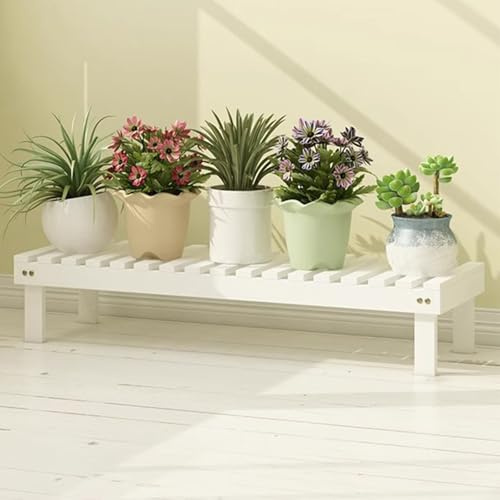 SZKTHD Blumenständer Aus Holz Mehrstöckiges Pflanzenregal Für Innen Balkon-Pflanzenständer Sukkulentenhalter Pflanzentreppe Für Innen Und Außen(Weiß,58X25X15CM)