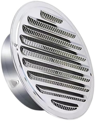 OSALADI Stainless Steel Round Vent Hood 80mm Flat Rain Cap with Mesh Screen Weatherproof Air Vent Cover for External Walls and Kitchen Extractor Fans