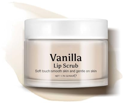 Vanilla Lip Scrub Exfoliator, Natural Sugar Exfoliator & Moisturizer für trockene, rissige Lippen, sanftes Peeling Behandlung Lip Scrub Smooth Soft, Plump Lippen, reduziert Lippenfalten